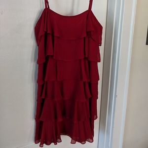 Red ruffle party dress